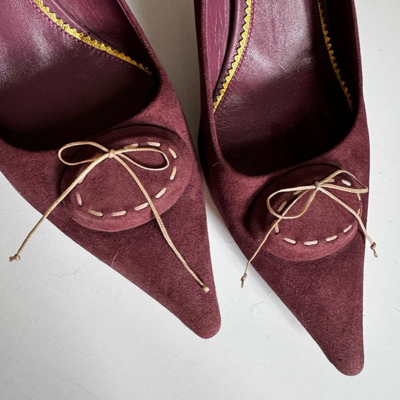 PRADA vintage 90s Purple Suede Kitten Heels, Pointed toe - Picture 2 of 8